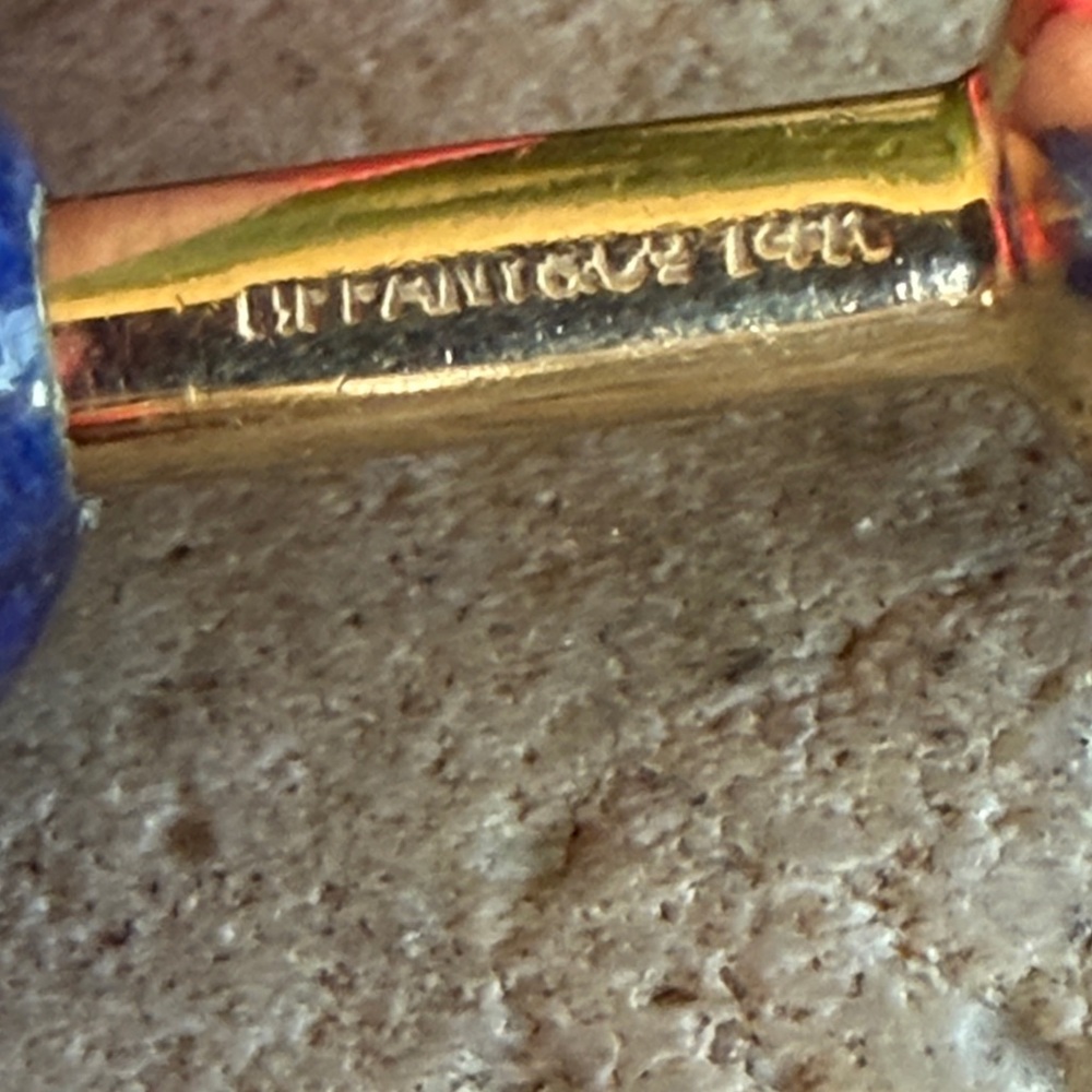 Tiffany 14 karat gold and lapis cufflinks - Picture 4 of 10